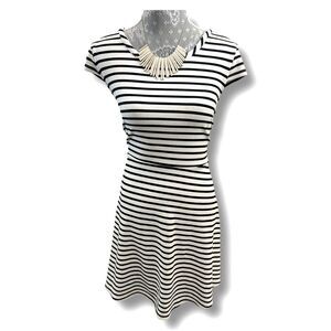 NWOT Charming Charlie Black/White Striped Dress Size Large